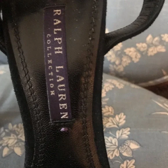 MINT! Ralph Lauren Purple Label Kabria Black Suede Heel - Picture 12 of 14